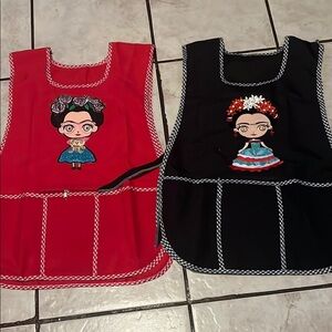 Red and Black Cartoon Character Bibs for Creative Play